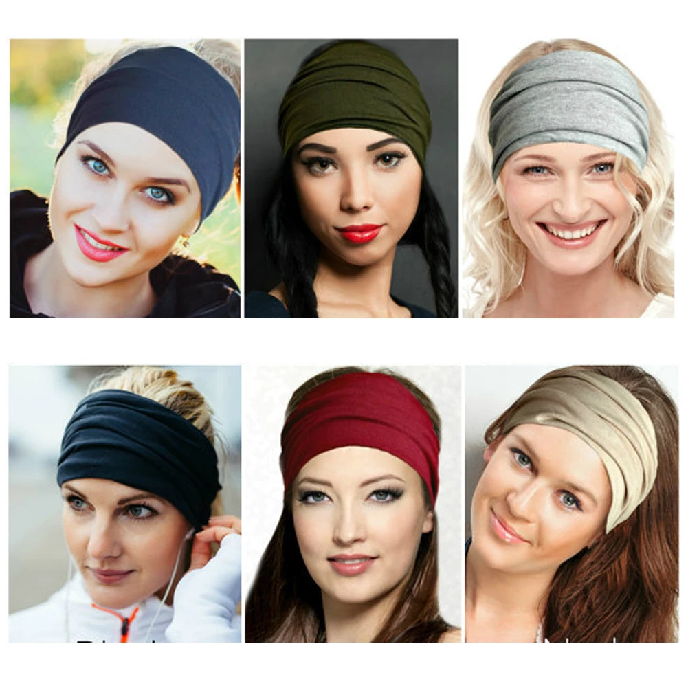 Neue Frauen Breite Sport Yoga Stirnband Haarband Stretch Feste Elastische Haar Band Lauf Turban Kopf Wrap Schal Haar Zubehör