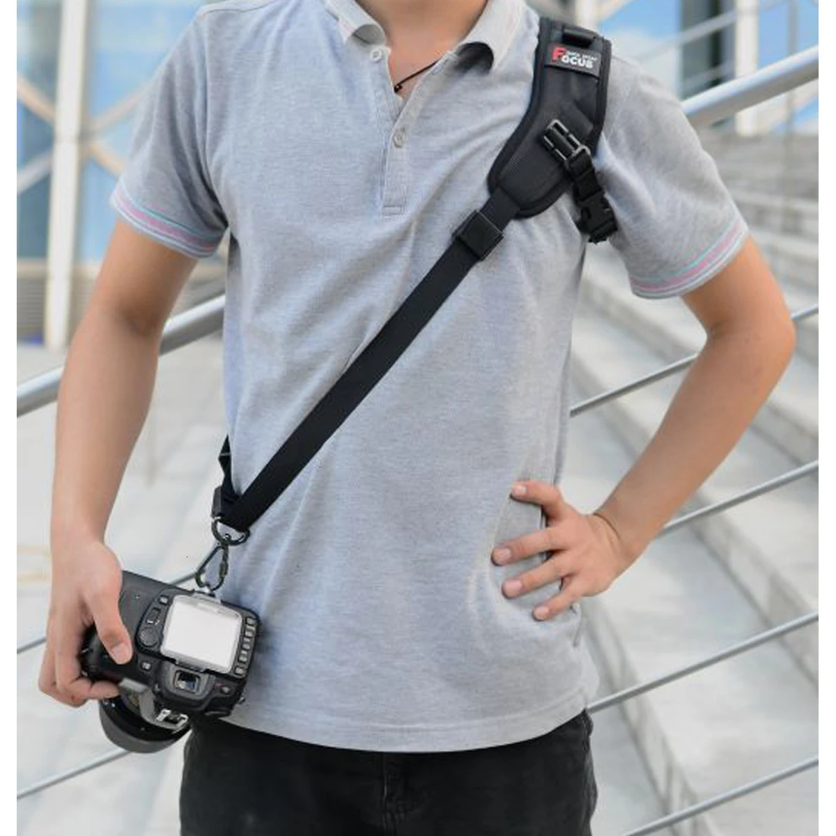 Фокус F-1 Быстрый слинг ремень ремешок на шею, через плечо для DSLR SLR камеры черный