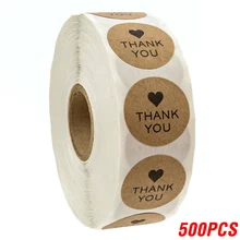  100-500pcs Round Natural Kraft Handmade Stickers Scrapbooking For Package Adhesive Thank You Sticker Seal Labels Stationery 