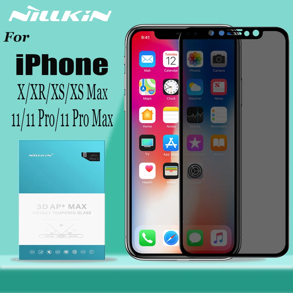 Nillkin Anti Spy Tempered Glass for iPhone 11 Xr Glass Screen Protector Anti Glare Privacy Glass for iPhone 11 Pro Max X Xs Max