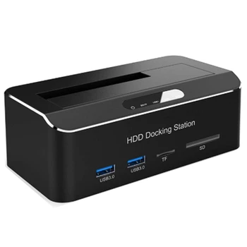 

USB 3.0 to SATA External Hard Drive Docking Station with 2-Port Hub and Card Reader for 3.5 inch HDD SSD EU Plug