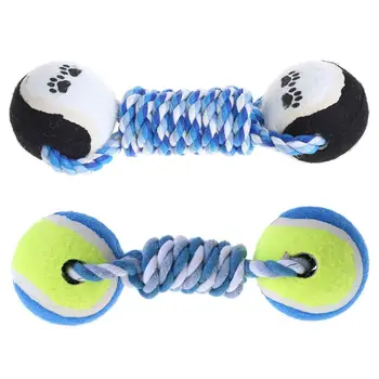 

Pet Chew Toy Puppy Dog Clean Teeth Training Tool Funny Dumbbell Rope Tennis E65D