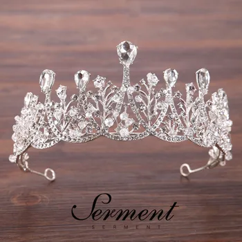 

SERMENT Wedding Crown Hair Jewelry Bridal Headpiece Woman Colorized Crystal Zircon Bride Party Crowns Wedding Hair Accessories