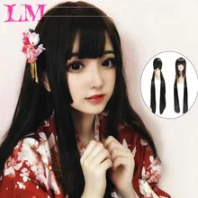 LM 120 см Длинные Аниме Hell Girl Enma Ai прямые черные синтетические волосы косплей парик Термостойкое волокно