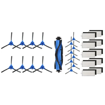 

1 Set Blue+White+Black Replacement Parts Filters+Side Brushes+ Roller Brush & 8 Pcs Blue Replacement Parts Side Brush