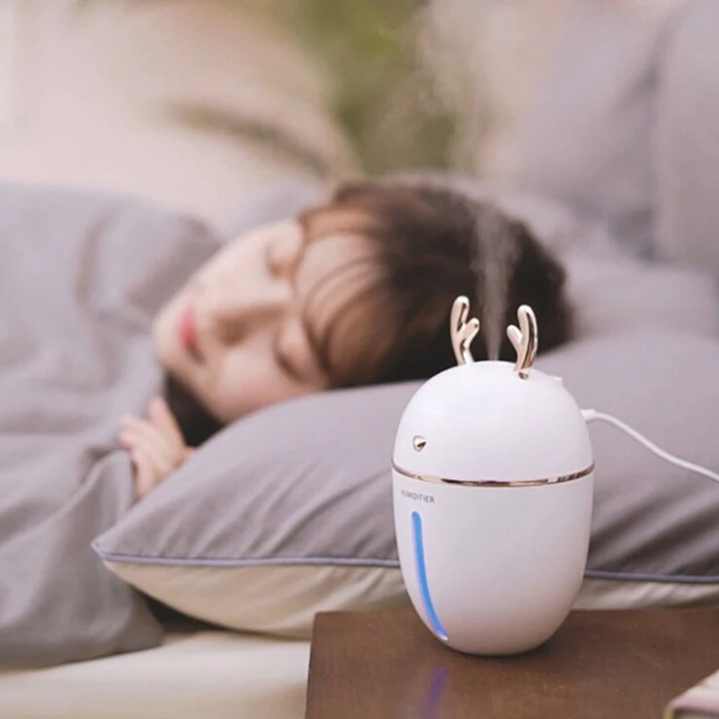  Cute Deer USB Humidifier With LED Night Light Mute Humidifier For Car Portable Hydrating Humidifier