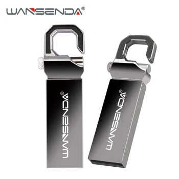 

WANSENDA Waterproof USB Flash Drive 32GB Metal Pen Drive 64GB 16GB 8GB Pendrive USB 2.0 Memory Stick With Key Chain