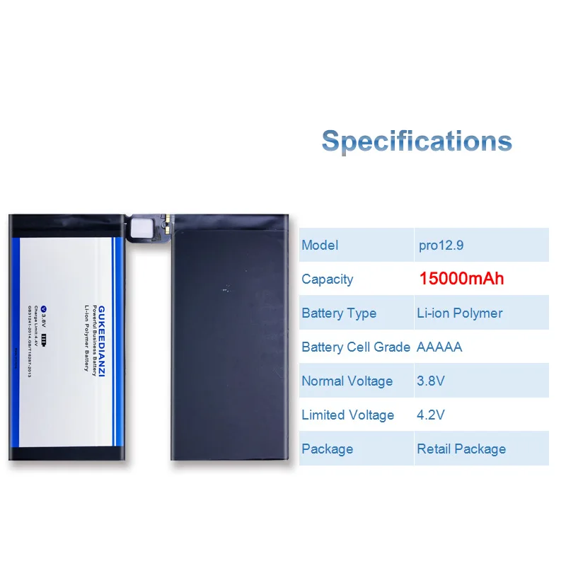 GUKEEDIANZI 15000 мАч планшетный Аккумулятор для iPad Pro 12,9 аккумулятор 12,9 ''A1670 A1671 A1821 литий-полимерный аккумулятор
