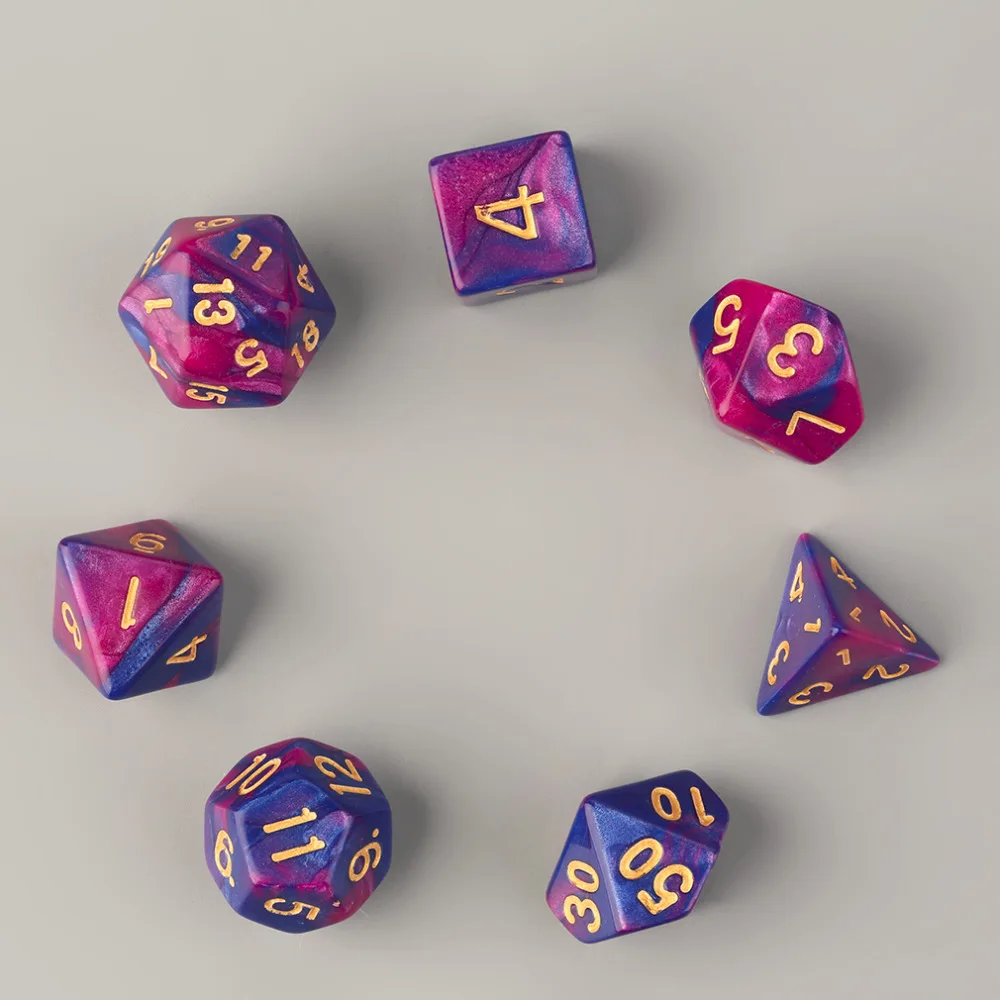 

New Hot! 7pcs Dual-Color Magic Tricks Dices D4 D6 D8 D10 D12 D20 Multi Sided Game Role Playing Dual Color Dices