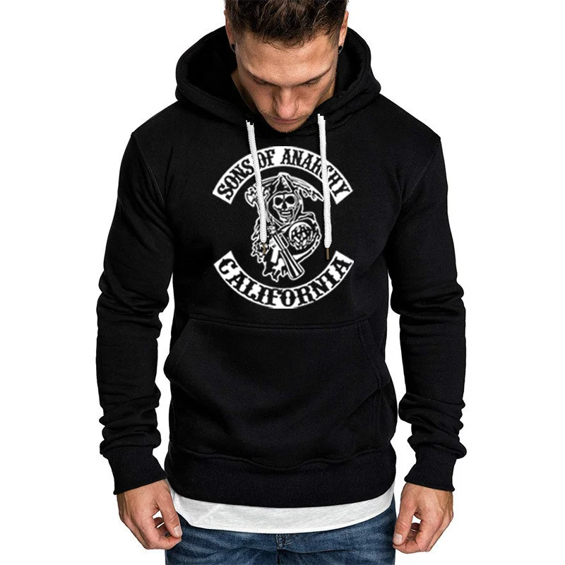 

SOA Sons of anarchy the child Fashion Skull Print Men Sportswear Hoodies Male Casual Sweatshirt Winter Fleece Hip Hop Warm Hoody