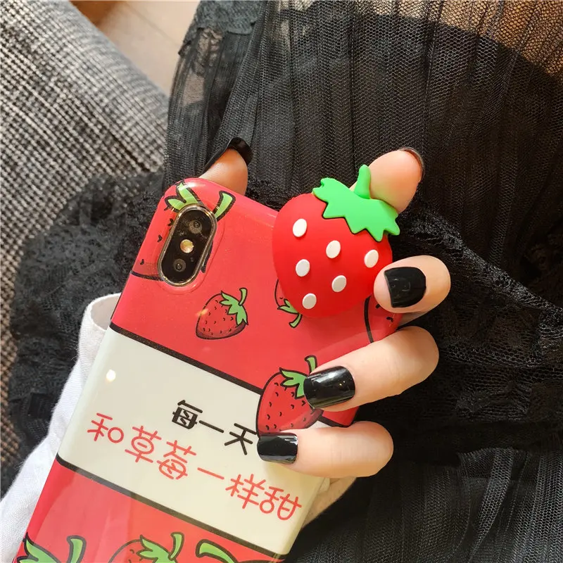 Милый мультяшный 3D лягушка клубника смартфон, подходящий чехол для iPhone 6 7 8 S Plus X XR XS XSMAX тонкий защитный силиконовый из ТПУ чехол