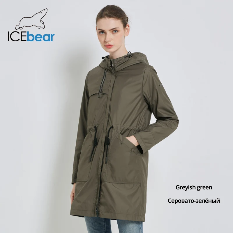 G870 ICEbear осень Новая женская ветровка с капюшоном Женская куртка модная повседневная женская одежда свободная длинная одежда GWF19023I - Цвет: G870
