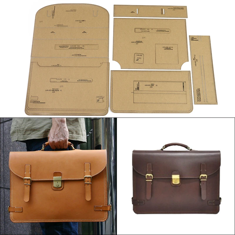 38cm*27cm Hard Kraft Paper and Acrylic DIY Template Leather Craft Personality Business Men's Handbags Briefcase Sewing Pattern