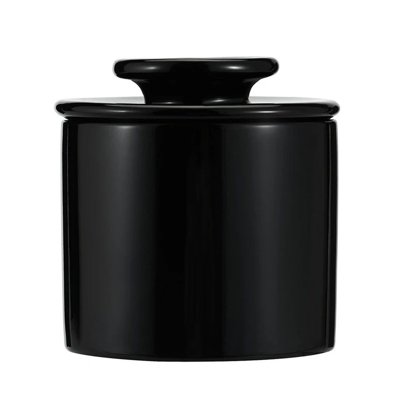 Webao Mantequillera de cerámica refrigerada por agua apto para lavavajillas color negro con tapa recipiente para mantequilla francés 
