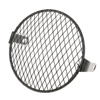 

6 1/2'' Black Motor Headlight Lamp Mesh Grille Cover Mask For Harley Custom