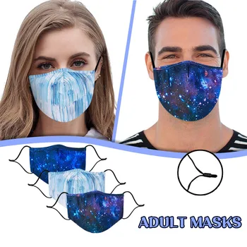 

5PCS Adult Printed Cotton Reusable Face Mask Cloth Face Shield Windproof Mouth Mask Washable Face Shield Breathable mondmaskers