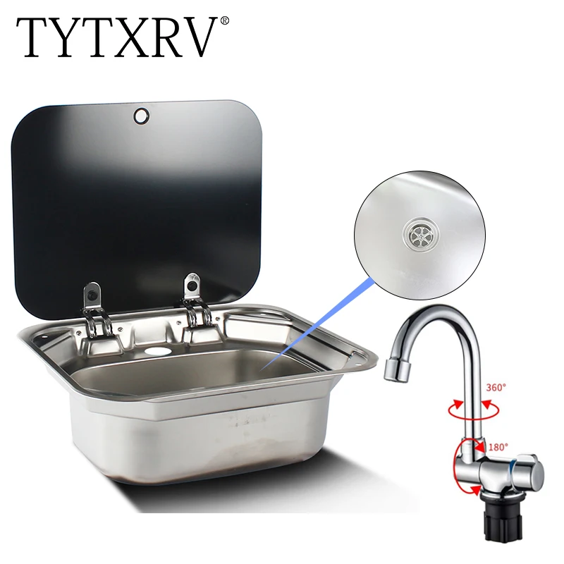 Tytxrv Caravan Camping Stainless Steel Hand Wash Basin Sink With