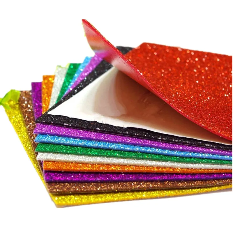 10PCS thick craft gold glitter foam paper foamy paper Glitter EVA sponge  paper