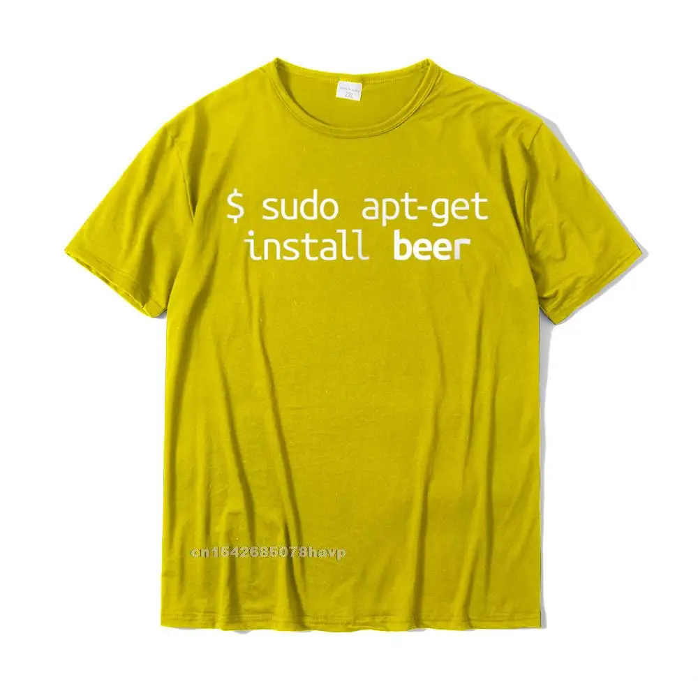 Casual Casual T Shirts Coupons Summer/Fall Short Sleeve O Neck T Shirt 100% Cotton Mens Cool Tops & Tees Wholesale Linux Shirt Sudo Apt-Get Beer! Funny Linux Humor Tee__1844. yellow