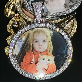 

Custom Photo Memory Medallion Picture Pendant Necklace With Tennis Chain Hip Hop Jewelry Personalized Zirconia Chains Charm Gift