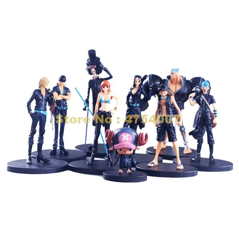 Аниме 9 шт./компл. цельная золотая пленка sanji luffy chopper nico usopp brook nami zoro экшн фигурка