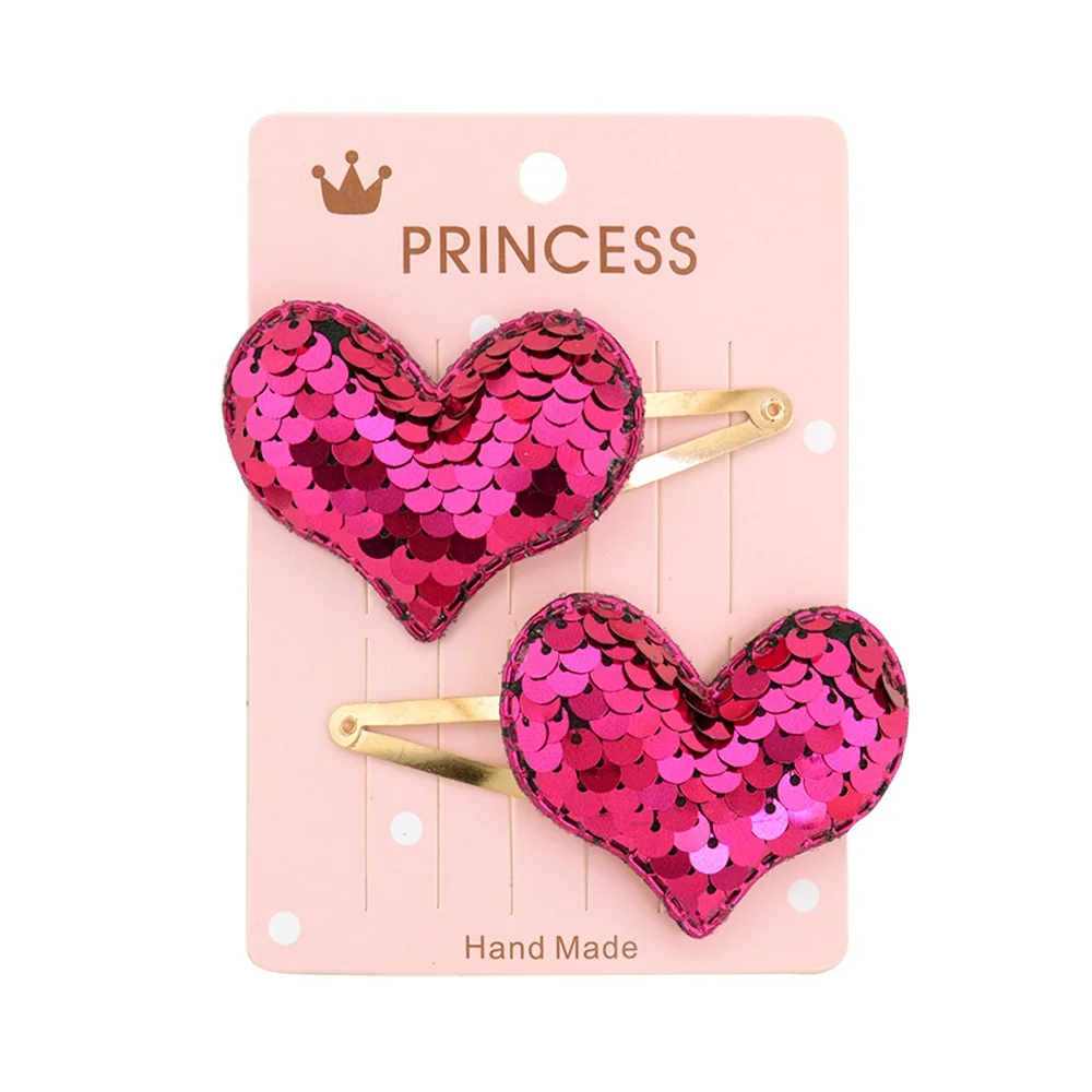 Детские заколки с блестками из мультфильма, 2 шт./компл., Blingbling Love Crown Star, милые мини-заколки для волос для девочек, принцесса, детская шпилька аксессуары - Цвет: 1