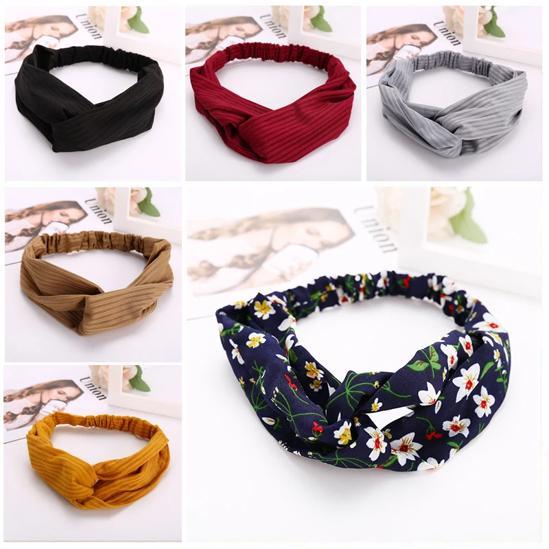 

Simple Cloth Headband Cross Cotton Soft 1PC Bow Knot Turban Hairband Comfortable Seaside Girls Sweet Hair Gifts Solid