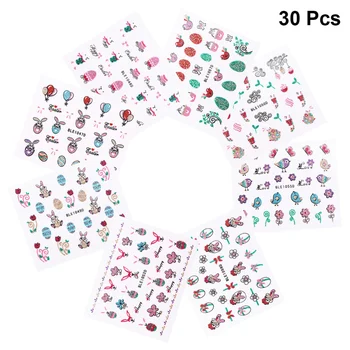 

9 Sheets Glitter Easter Nail Art Stickers Cartoon 3D Nail Decal DIY Self-adhesive Nail Sticker for Kids (Random Pattern)