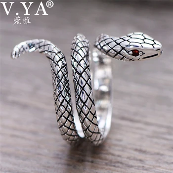 

V.YA 925 Sterling Silver Trendy Snake Finger Rings For Women Jewelry Femal Open Party Ring Girls