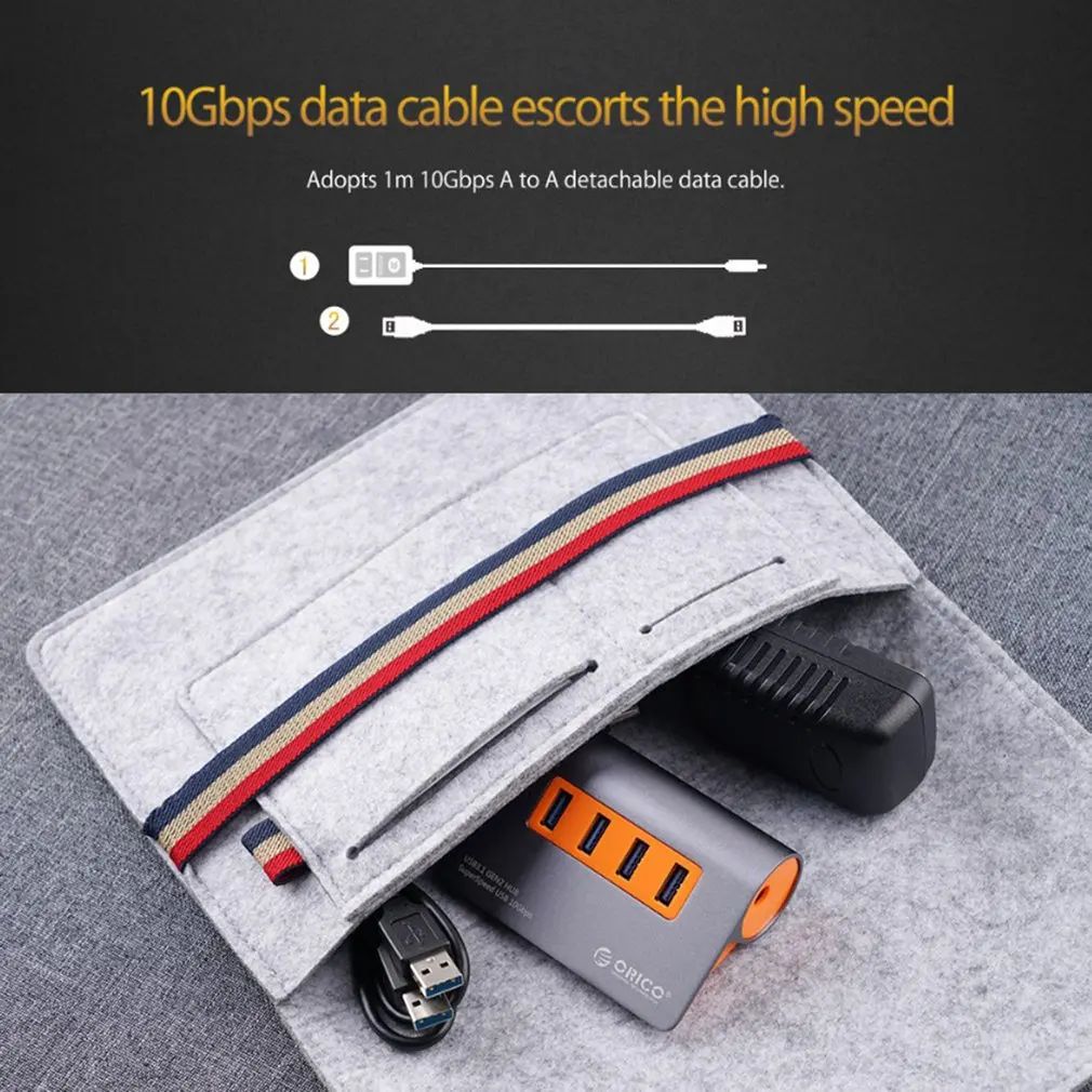 ORICO USB3.1 Gen2 концентратор Алюминий usb-хаб ПК разветвитель 10 Гбит/с супер Скорость, украшенное мозаикой из драгоценных камней, 12V Мощность адаптер для samsung Galaxy S9/S8/Note