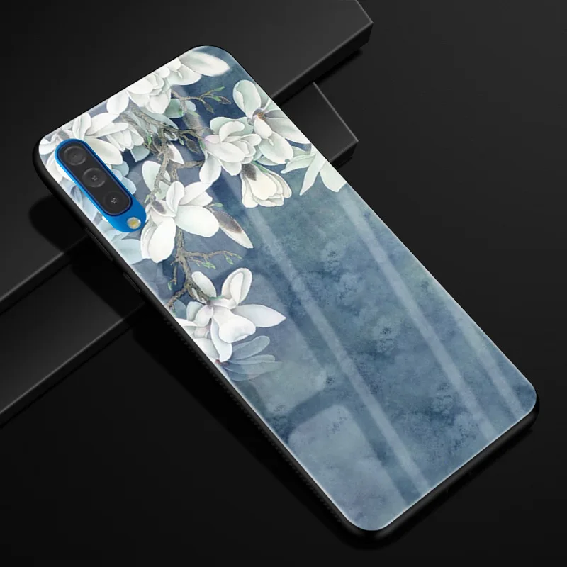 42 Для samsung Galaxy A50 чехол PC Пластиковый стеклянный чехол для телефона черный ТПУ бампер чехол для samsung Galaxy A50 A 50 A505F A505 чехол - Цвет: 42