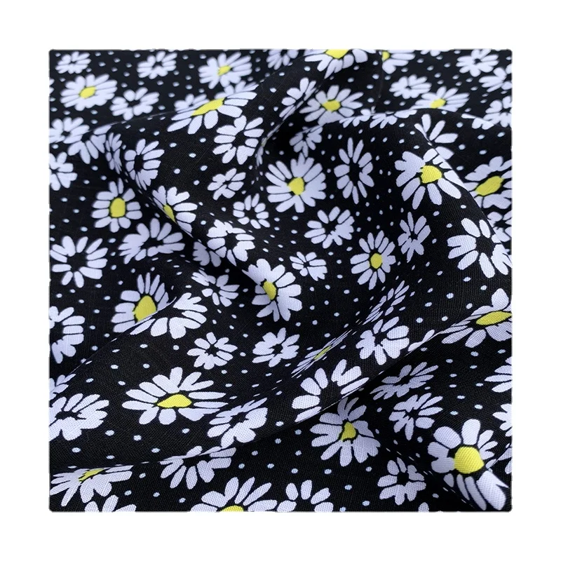 

Width 59" Fashion Comfortable Print Daisy Bamboo Section Cotton Hemp Fabric By The Half Yard For Dress Shirt Material