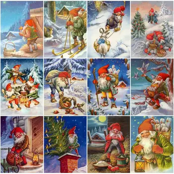 

DIY Painting By Numbers Christmas Cartoon Kit Oil Picture By Numbers Holiday Wall Art Paintings On Canvas Home Decoration
