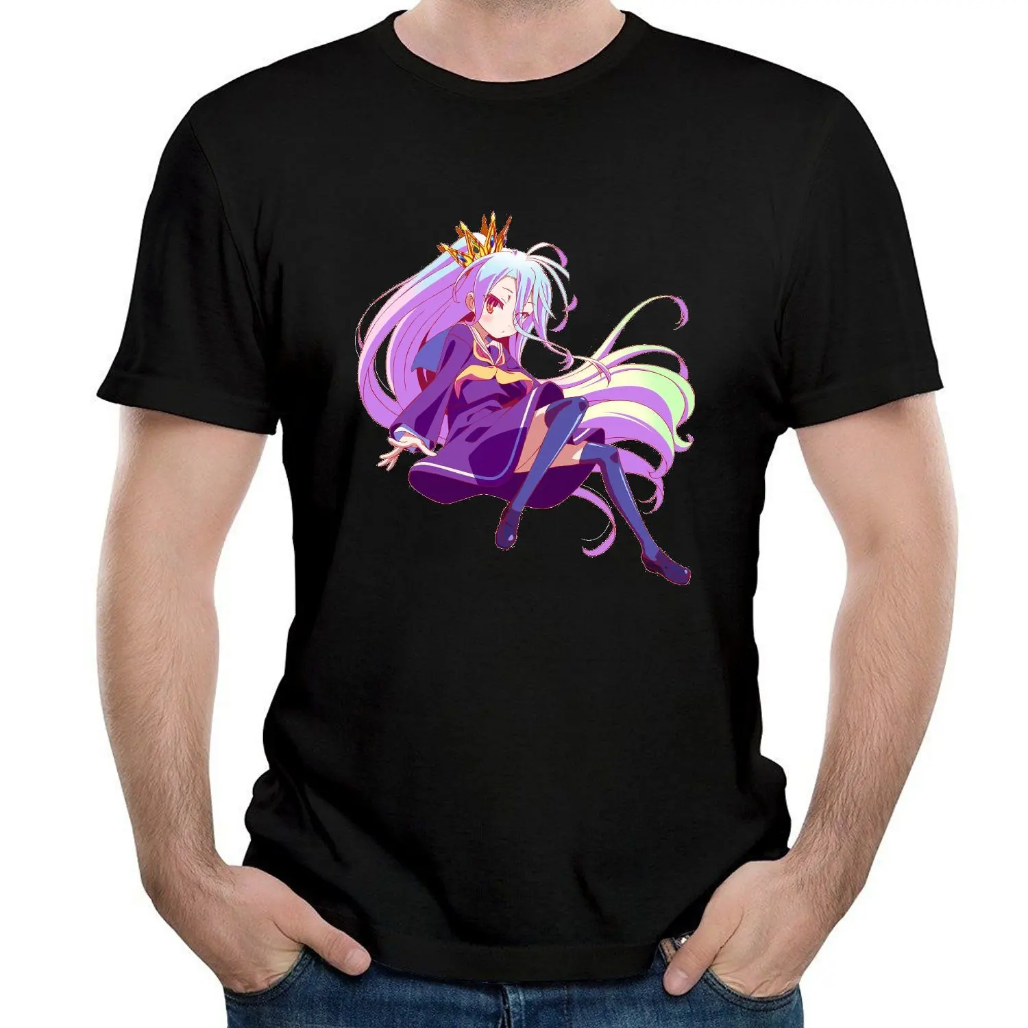 No Life Shiro Men's Game T Shirts Black | Мужская одежда