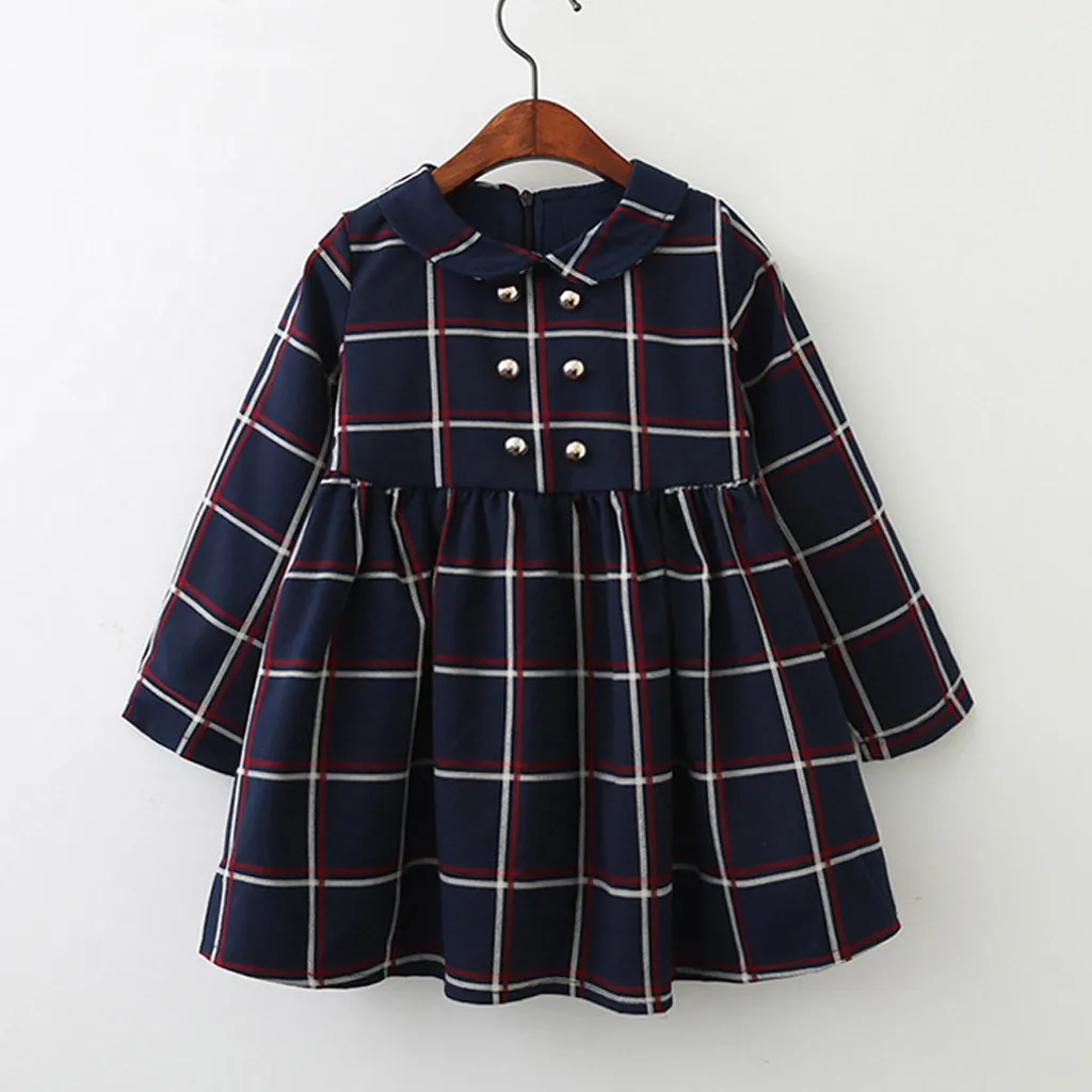 

Korea style Girls dress Toddler Baby autumn Long Sleeve Plaid Dress Kids Princess Dresses for girl Costume children Clothes 2-6Y