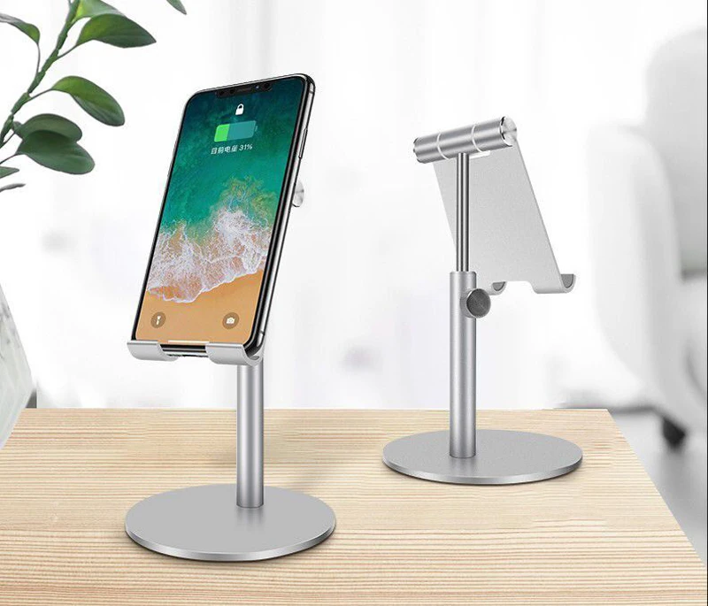 Non-slip Aluminum Metal Phone Tablet Holder Stand Desktop Mobile phone clip Bracket Mount Office Adjustable Display rotation