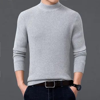 

2020 Men's New Fashion Sweater Youth Handsome Half-Collar Autumn and Winter Warm Inner Base Sweater
