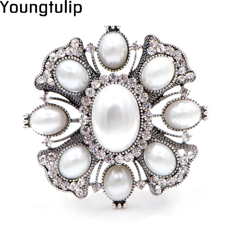 Женская Брошь Стразы с большим жемчугом Young Tulip модная очаровательная брошь для