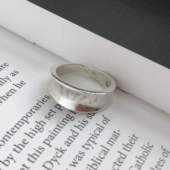 

S925 Sterling Silver Ring Female Japanese and Korean Ins Cool Simple Smooth Concave Retro Thai Silver Ring