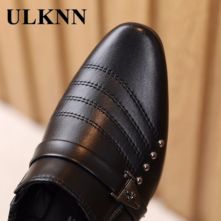 Boy's Genuine Leather Party Shoes Autumn Student Black Pointed Toe Footwears For Children Boy Fashion Comfortable Flats kids shoes leather shoes