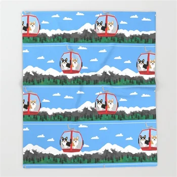 

Gondola corgis ski slopes Blanket Funny Printed Soft Boy Girl Baby Coral Fleece Blankets Muti-size Spring Warm Sofa Bed Sheets
