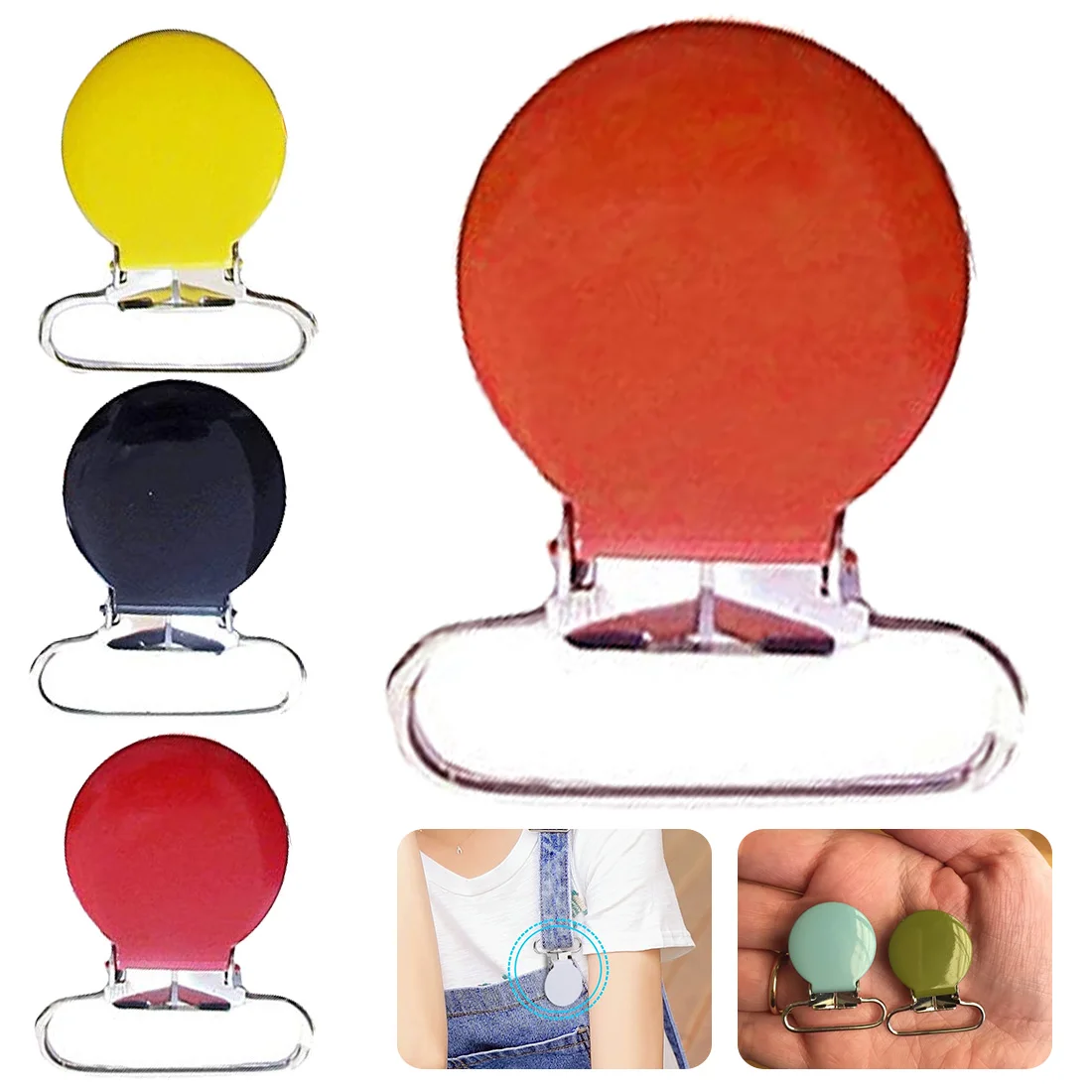 

1" 25MM Metal Round Pacifier Clips 30pc Baby Nipple Dummy Suspender Holder for Pacifier Chain Clip Lead Free 21 Colors