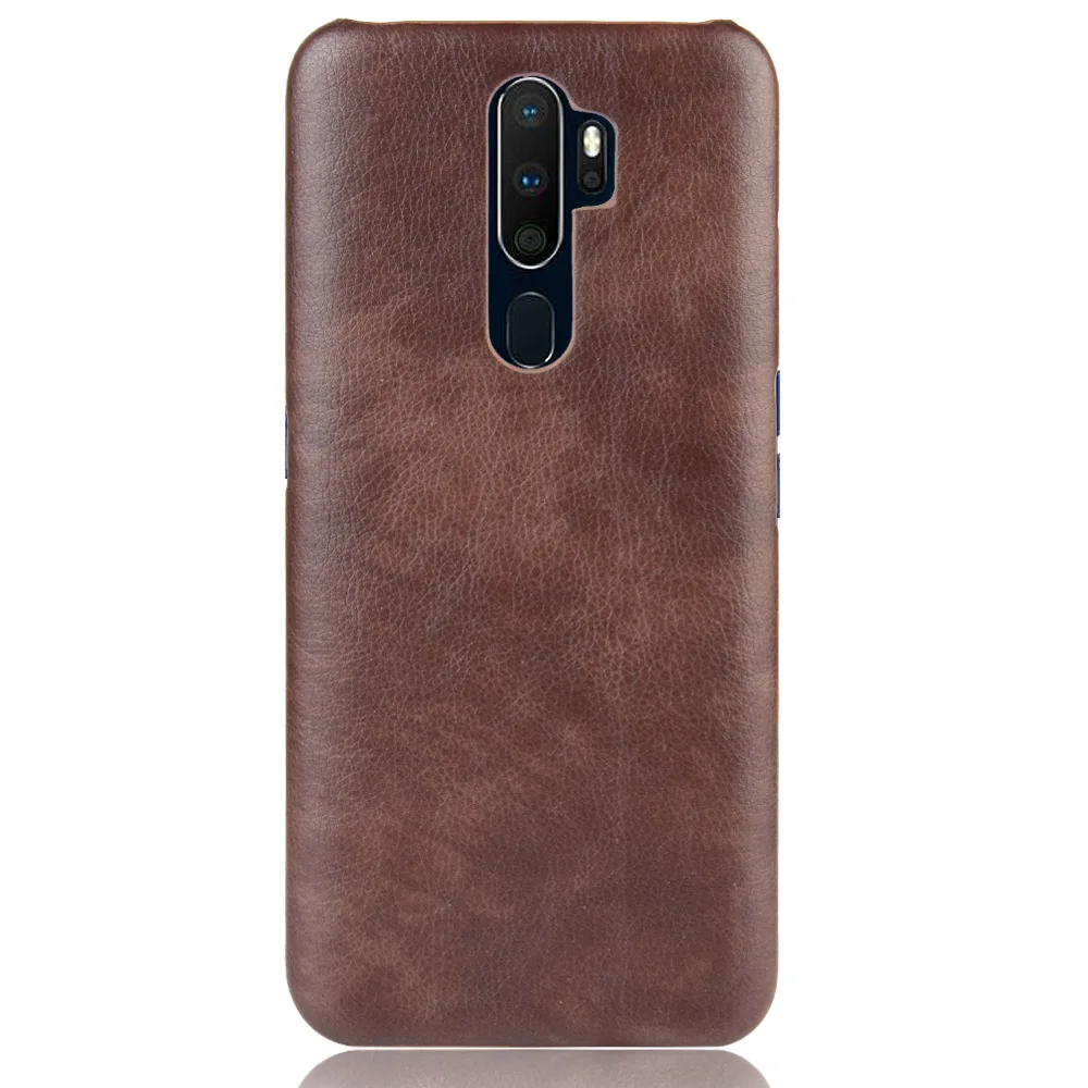 Для Oppo A9 2020 чехол бизнес-Litchi узор из искусственной кожи Жесткий ПК защитная
