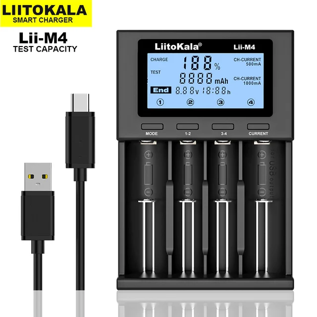  Liitokala Lii-202 Lii-402 Lii-100 Lii-S2 M4 For 1.2V 3.7V 3.2V AA AAA 18650 18350 26650 20700 21700 NiMH Lithium Battery Charger 