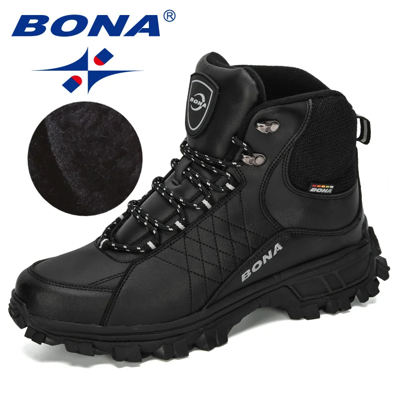 BONA/ новые дизайнерские мужские ботинки для пеших прогулок; большие размеры; модная классическая обувь для треккинга; уличные плюшевые зимние ботинки; мужские удобные - Цвет: Charcoal grey Sgray