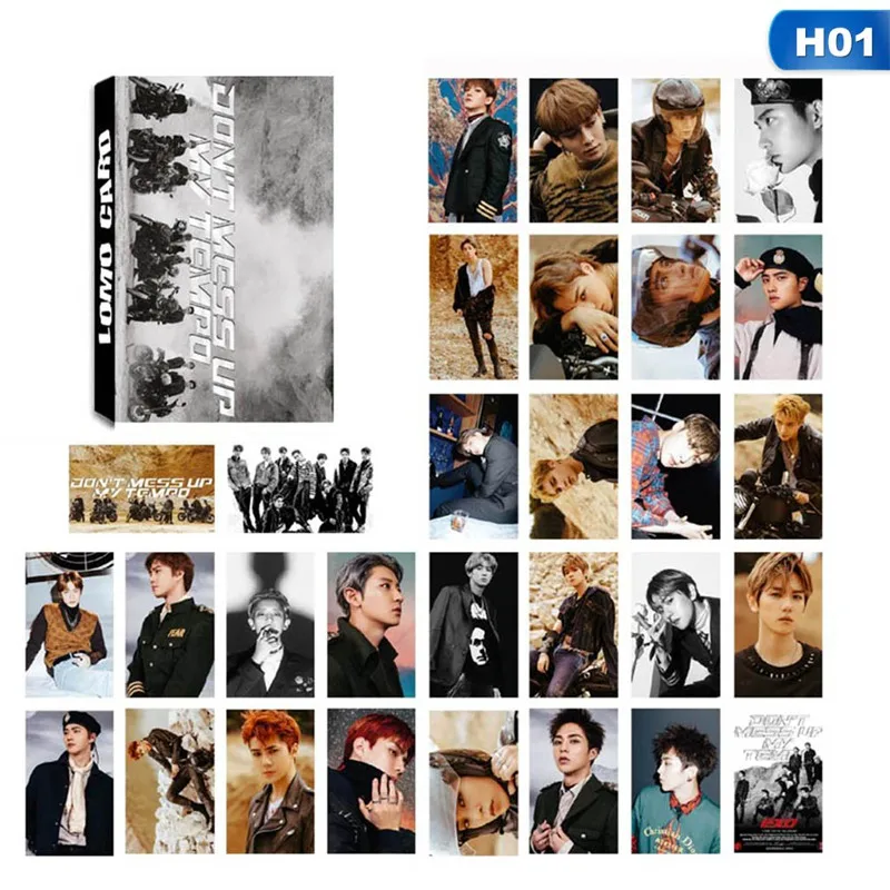 30 шт./компл. альбом KPOP EXO самодельная бумага Lomo карта фото плакат в виде карты игрушек, для подарка, для фанатов Канцелярский набор - Цвет: H01