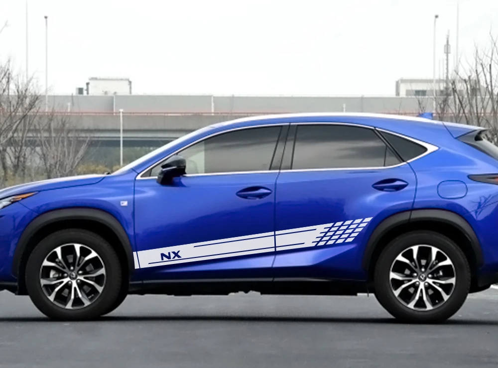 2PCS Car Styling Door Side Skirt Stripes Stickers For Lexus RX NX GX LX Auto Reflective Decoration Vinyl Decals Car Accessories (2)