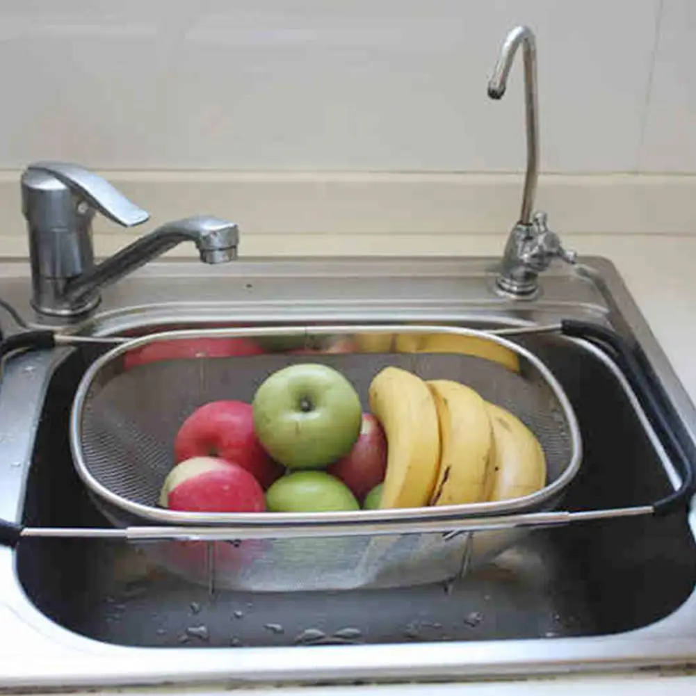 

Stainless Steel Strainer Mesh Retractable Micro-Perforated Colander Draining Washing Rinsing For Fruits Vegetables Dishwasher