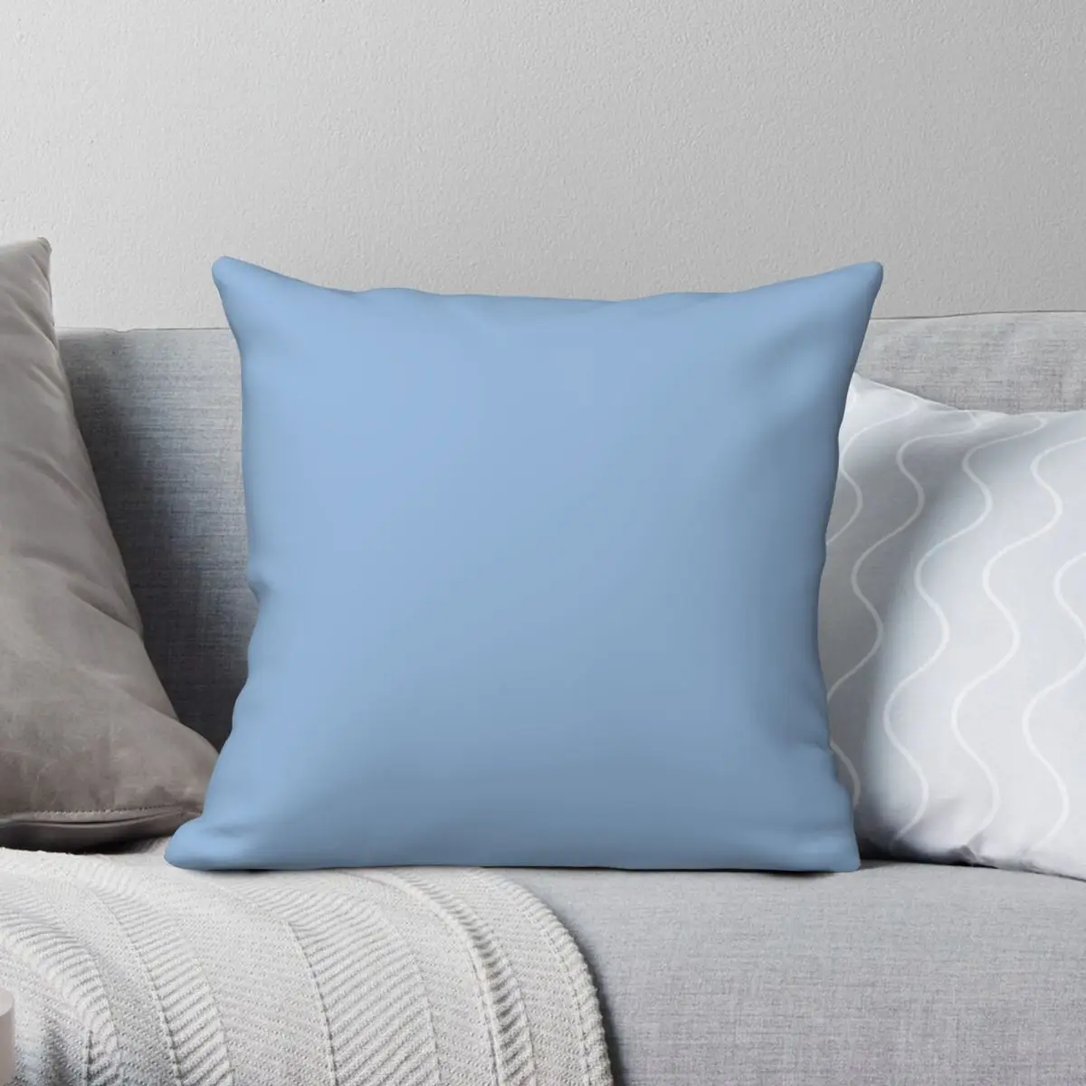 

PLAIN CAROLINA BLUE VERSION Square Pillowcase Polyester Linen Velvet Pattern Zip Decor Sofa Seater Cushion Cover Wholesale 18"