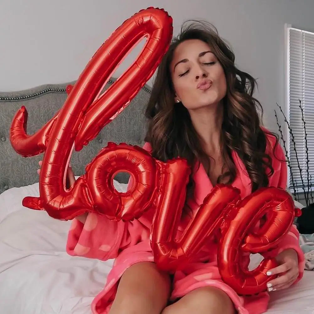 Globo de aluminio con letras de amor, decoración de fiesta de cumpleaños, color rojo, rosa, dorado, corazón, globo de helio, aniversario, boda, San Valentín, novia
